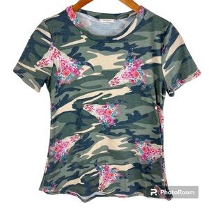 2/$25 12PM By Monami Green Camo Bull Skull Western Southwestern Floral Small